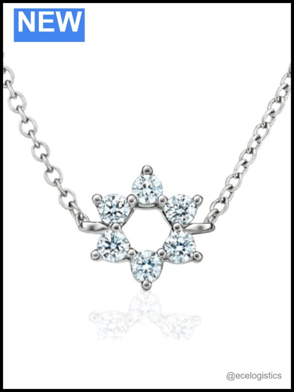 Star of David Necklace 925 Sterling Silver Cubic Zirconia Pendant Adjustable